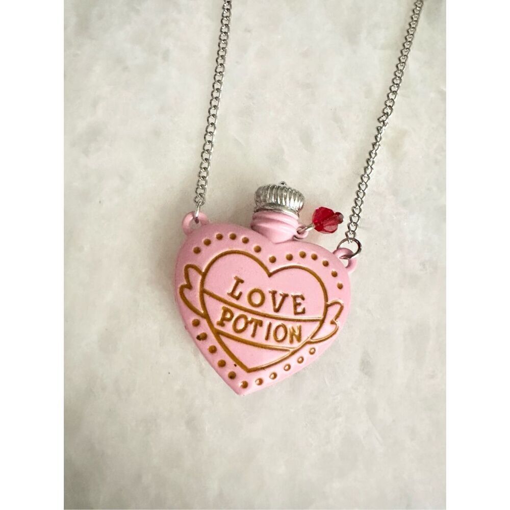 Light pink valentines love potion pendant necklace